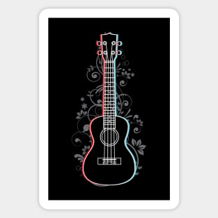 Ukulele 3D Outline Flowering Vines Sticker